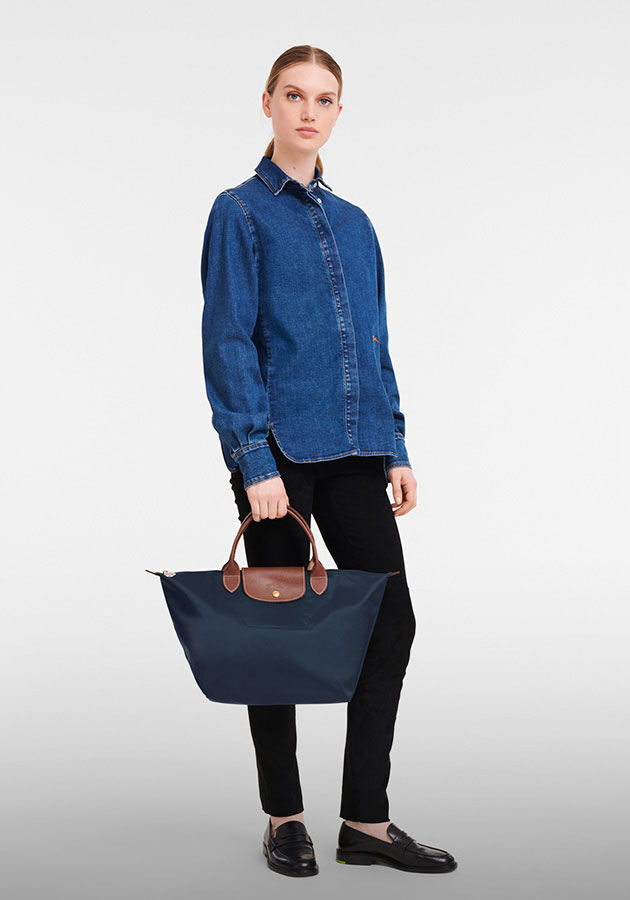 Longchamp Le Pliage Neo Small Nylon Short Handle Tote in Blue