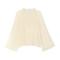 Blouse , Ecru - Textured crepe