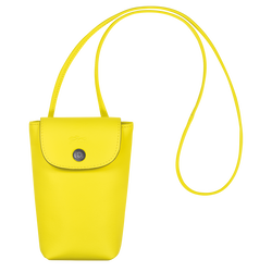 Le Pliage Xtra Phone case with leather lace , Lemon - Leather