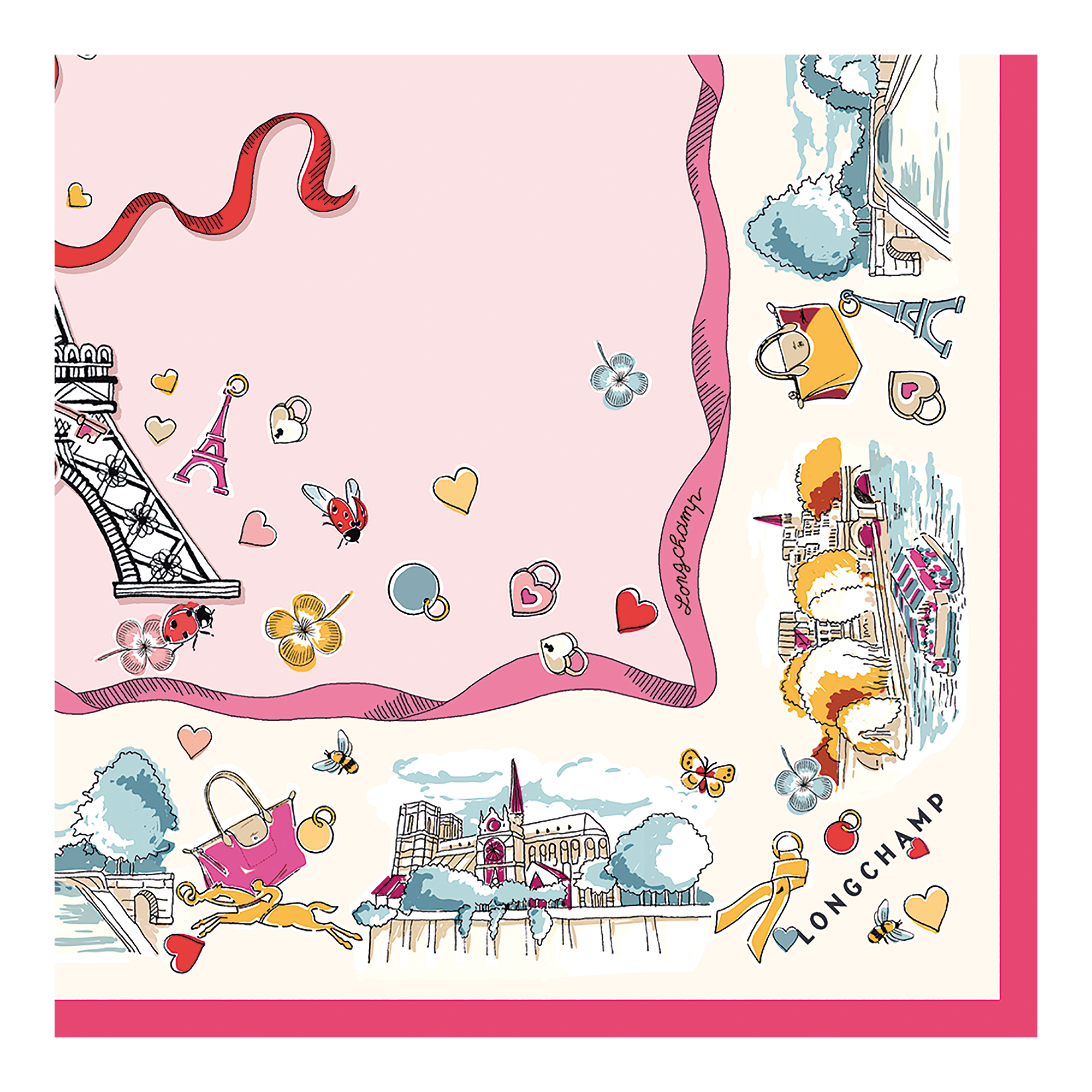 Silk scarf 50, Marshmallow - View 3 of
3 - zoom in Equestrian Tower Silk scarf 50, Marshmallow
