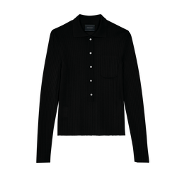 Top , Black - Knit