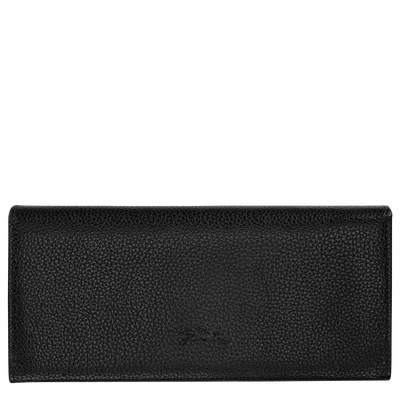 Le Foulonné Cartera continental grande , Cuero - Negro