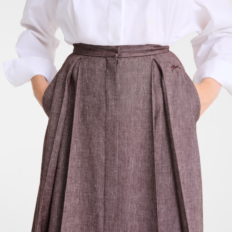 Midi skirt , Burgundy - Linen  - View 4 of  4