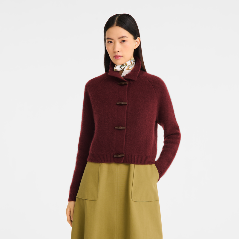 Cardigan , Burgundy - Knit  - View 3 of  6