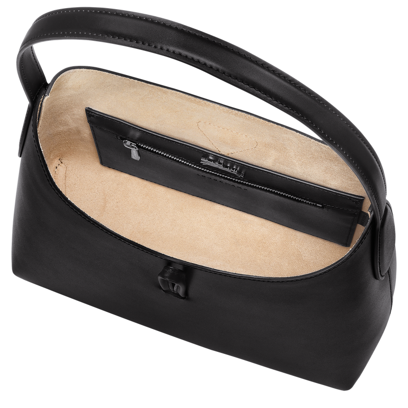 Longchamp Black Leather Roseau Hobo Longchamp