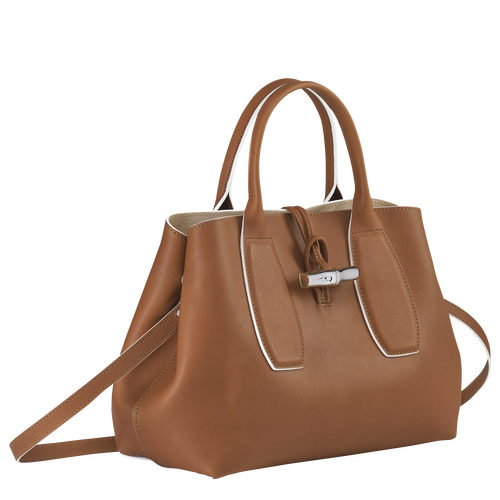 Borsa con manico M Le Roseau , Pelle - Cognac - View 3 of  6