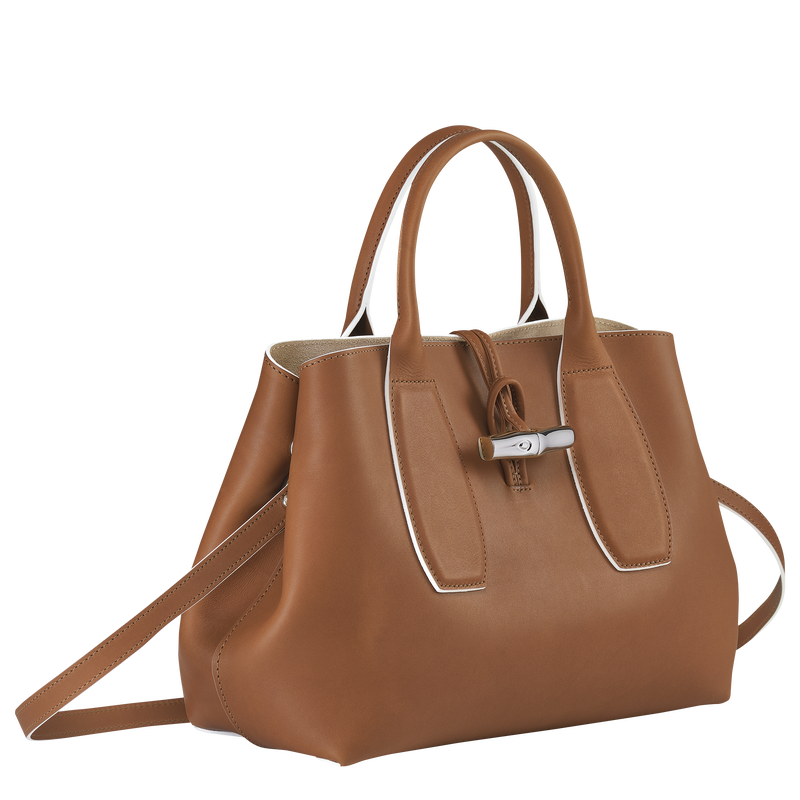 Roseau M Handbag , Cognac - Leather  - View 3 of  6