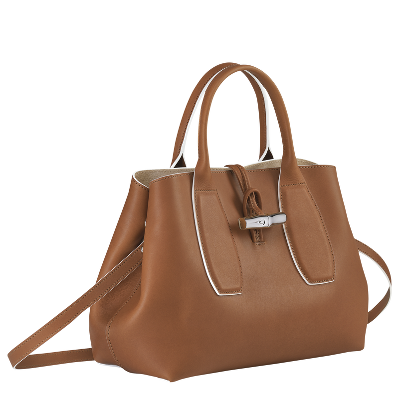 Roseau M Handbag , Cognac - Leather  - View 3 of  6