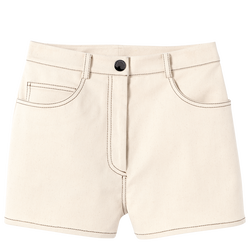 Shorts , Ecru - Cotton gabardine