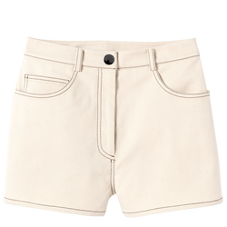 Shorts , Gabardina de algodón - Crudo