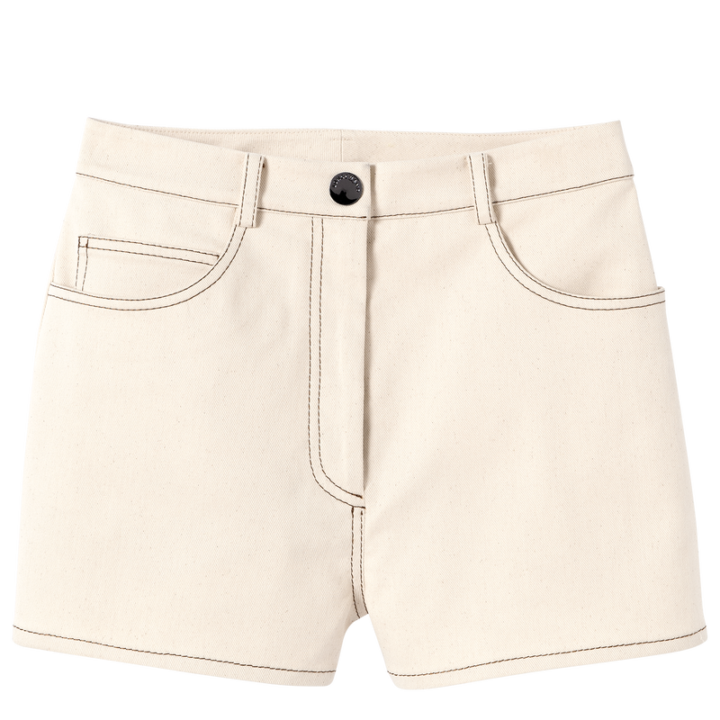 Shorts , Gabardina de algodón - Crudo  - Vista 1 de 4