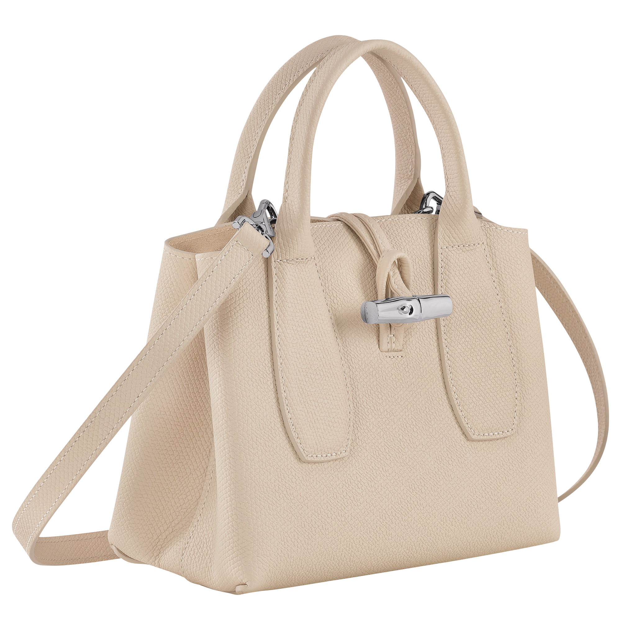 Longchamp Small Leather-Trimmed Roseau Bucket Bag