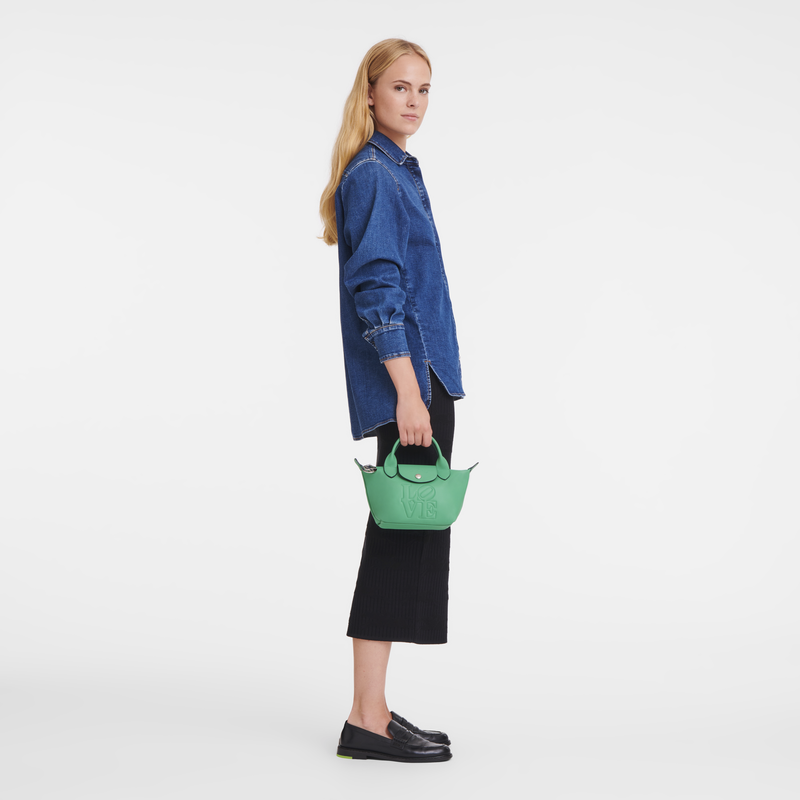 Longchamp x Robert Indiana Tas met handgreep aan de bovenkant XS , Groen - Leder  - Weergave 2 van  5