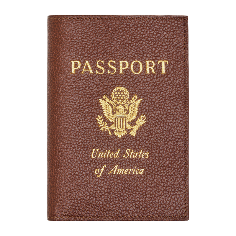 Le Foulonn&eacute; Passport cover , Coffee - Leather  - View 1 of 3