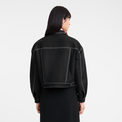 null Topstitching short jacket, Black