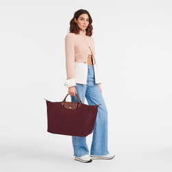 Le Pliage Original S Travel bag , Burgundy - Recycled canvas