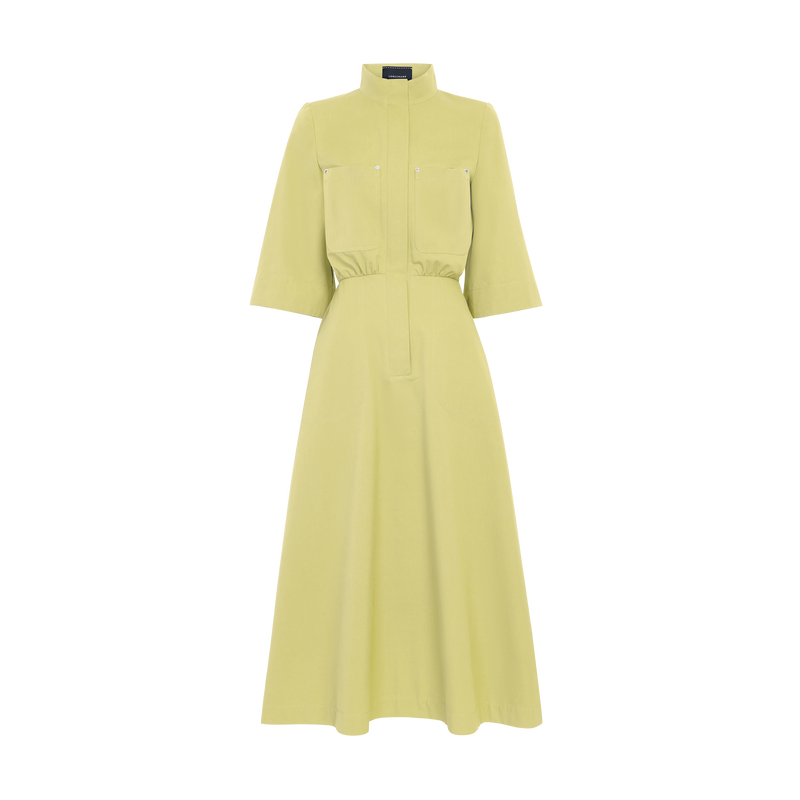 Midi dress , Lime - Cotton poplin  - View 1 of  5