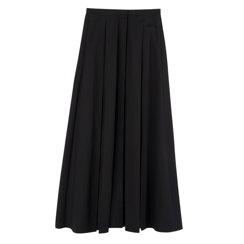 Falda midi , Popelina de algod&oacute;n - Negro  - Vista 1 de 5