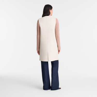 Sleeveless jacket , Ecru - Leather