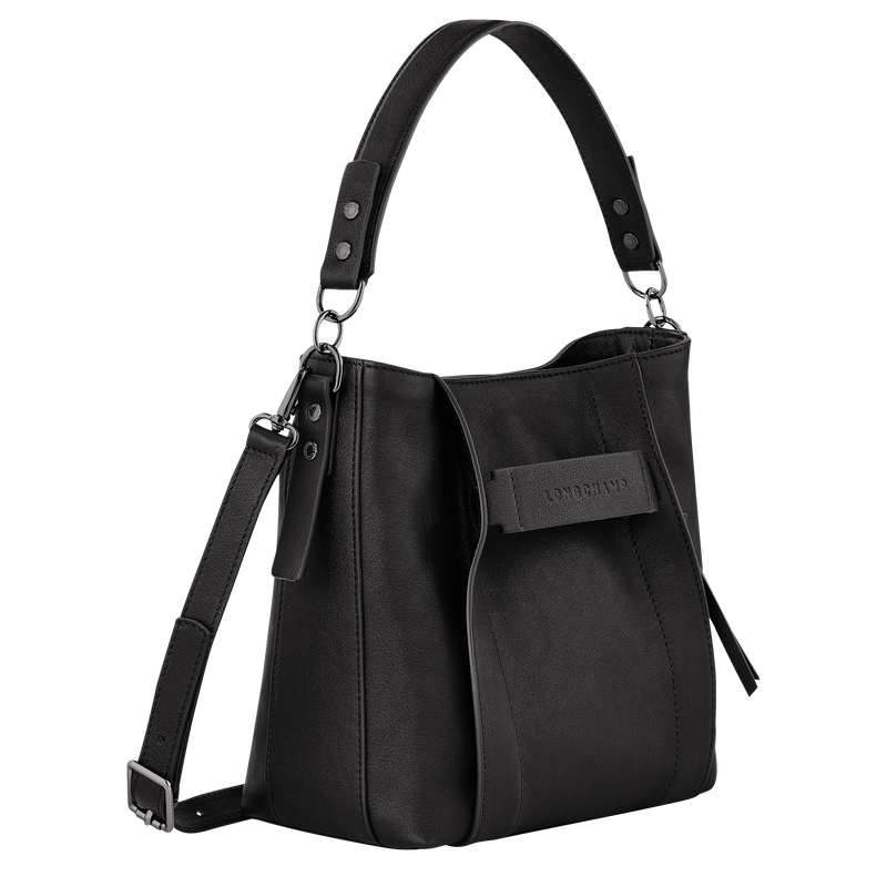Longchamp 3D 斜背袋 S , 黑色 - 皮革  - 查看 3 6