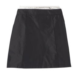 Short skirt with belt patch , Black - Technical taffeta