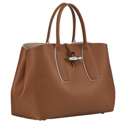 Roseau L Top handle bag , Cognac - Leather