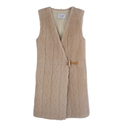 Sleeveless jacket , Ecru - Leather