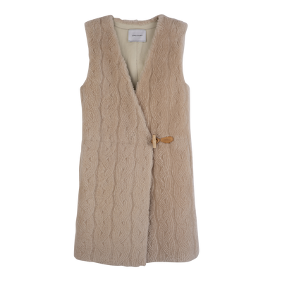 Ärmellose Jacke , Leder - Ecru