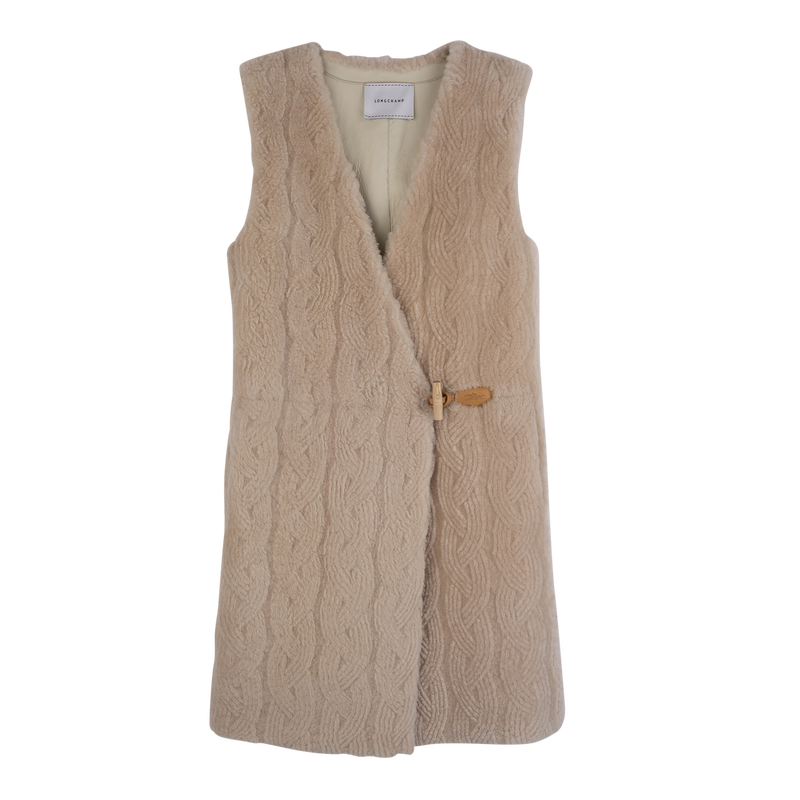 Sleeveless jacket , Ecru - Leather  - View 1 of  4