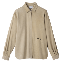 Camicia dritta in pelle , Pelle - Beige