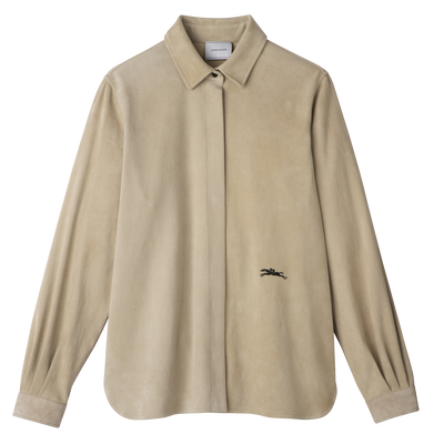 null Straight leather shirt, Linen