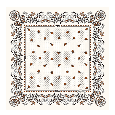 French Bandana Silk scarf 50 , Cashew - Silk