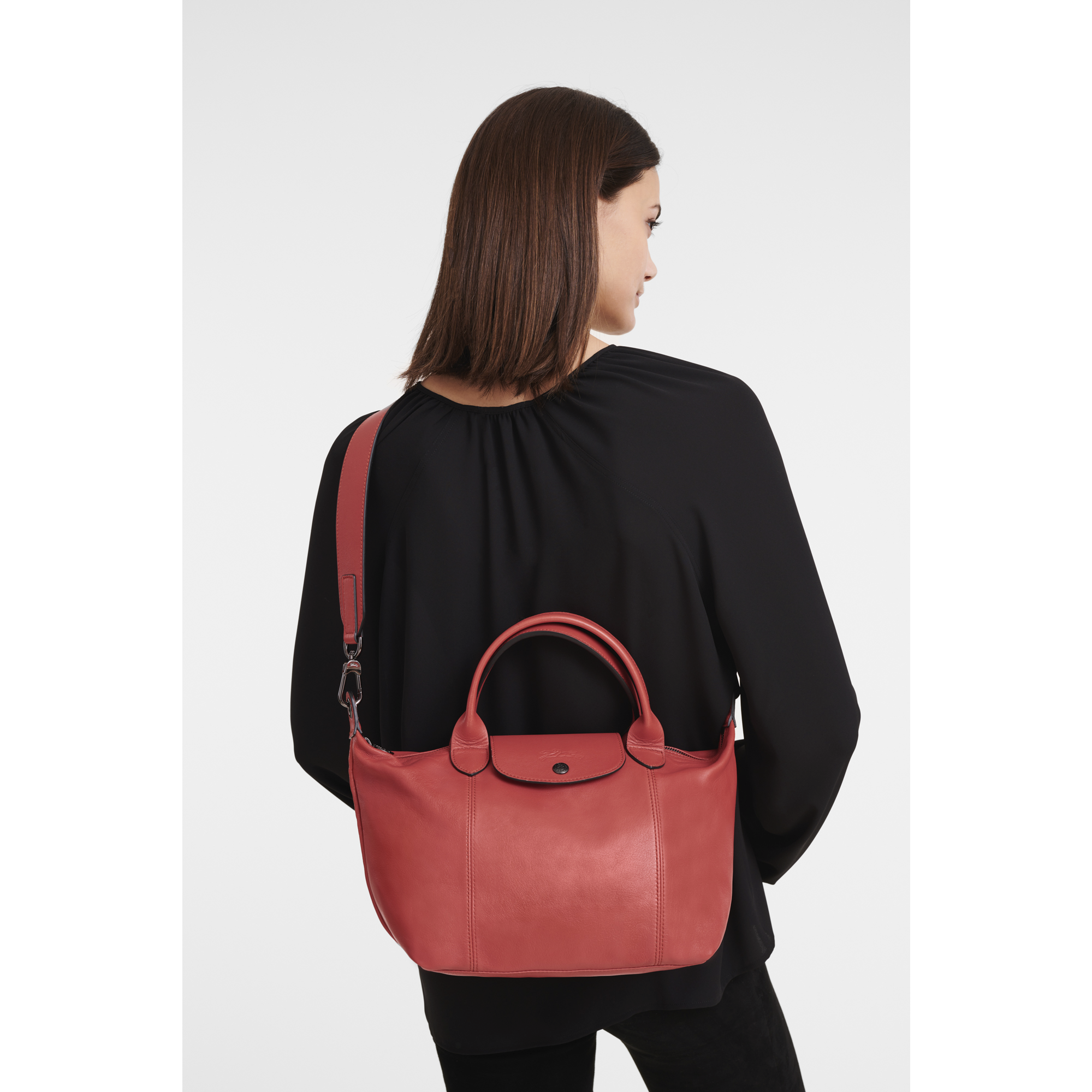 longchamp le pliage cuir leather shoulder bag