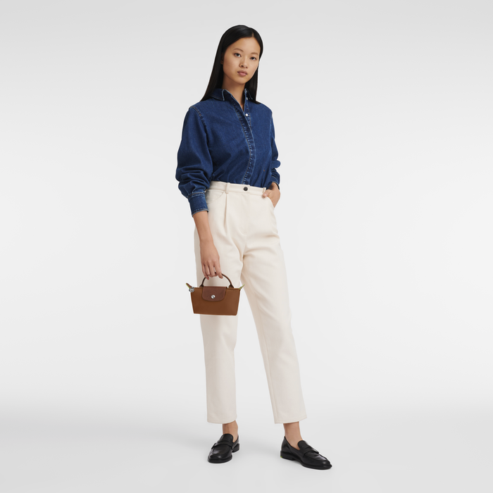 Le Pliage Green 附提把的小袋子, 白蘭地酒色