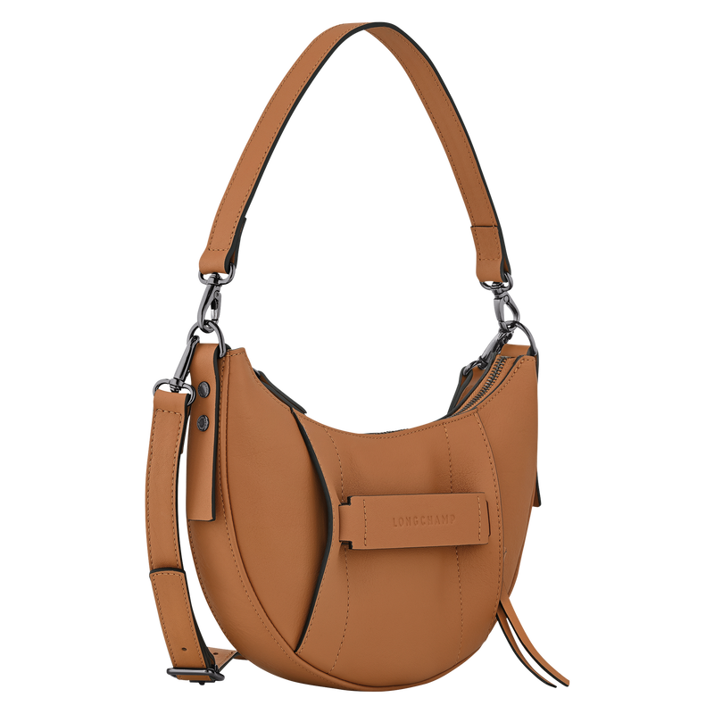 Sac bandouli&egrave;re S Longchamp 3D , Cuir - Naturel  - Vue 3 de 4