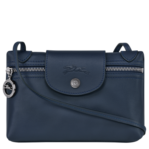 Longchamp Extra Small Le Pliage Leather Crossbody Bag In Navy