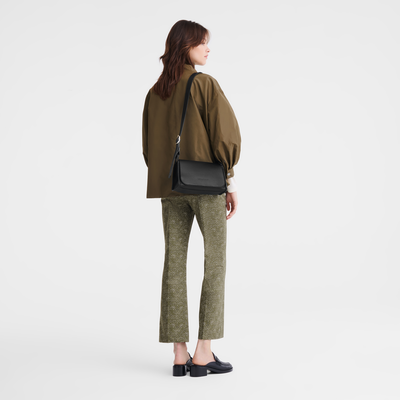 Sac bandoulière M Le Foulonné , Cuir - Noir