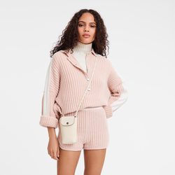 Le Pliage Xtra Telefoonhoesje met leren veter , Ecru - Leder