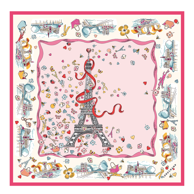 Foulard di seta 50 Tour Enchant&eacute;e , Seta - Marshmallow  - View 1 of  3