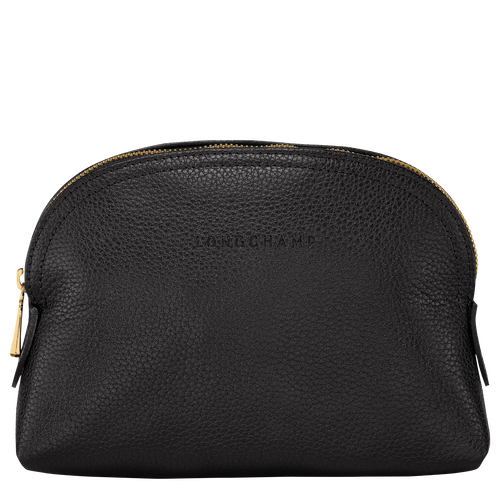 Longchamp Le Foulonne leather clutch pouch Black Preowned with lock