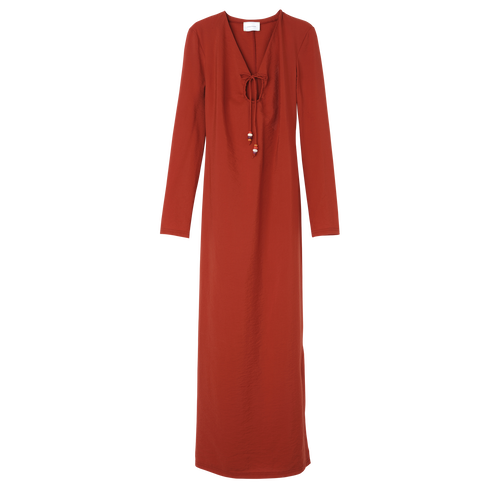 Lange jurk , Bruin - Crêpe - Weergave 1 van  3