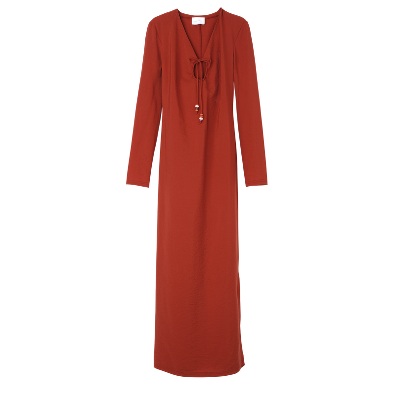 Robe longue , Crêpe - Sienne  - Vue 1 de 3