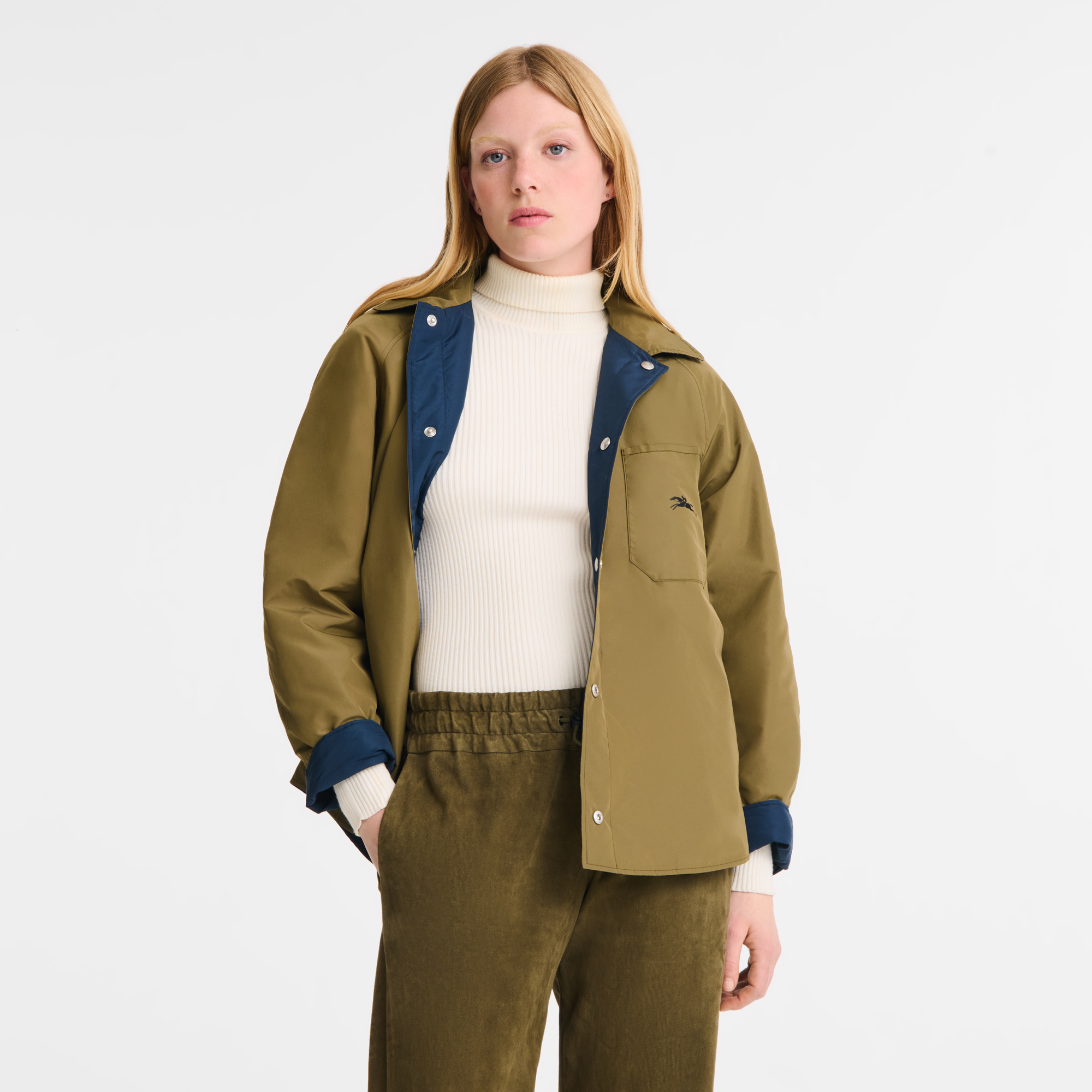 Padded blouson Navy/Artichoke - Techno taffeta 6 US | Longchamp US Padded blouson Navy/Artichoke - Techno taffeta 6 US | Longchamp US