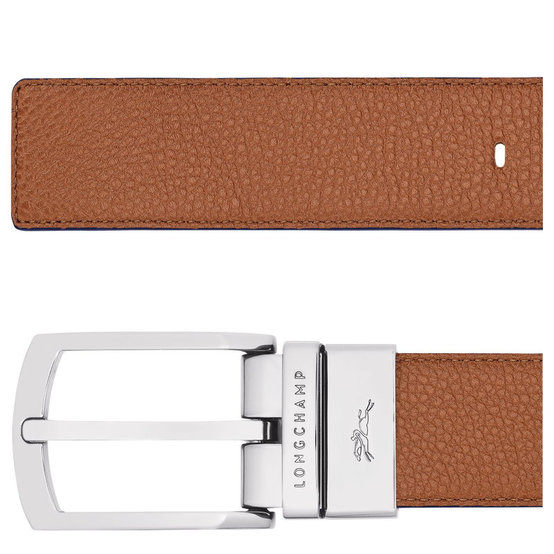 Le Foulonn&eacute; Men's belt , Caramel/Navy - Leather  - View 3 of  4