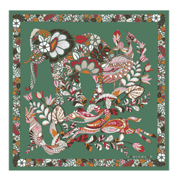 Longchamp 森林 絲質圍巾 50 , 鼠尾草綠色 - 真絲