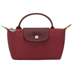 Le Pliage Green Pouch with handle , Pomegranate - Recycled canvas