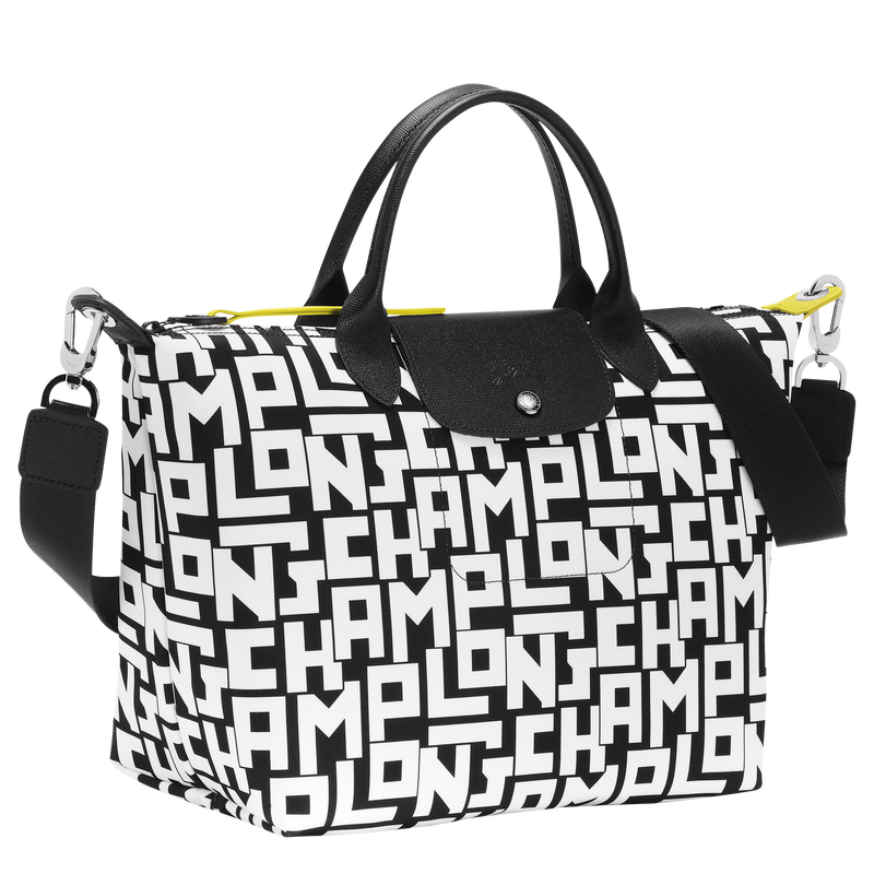 Le Pliage LGP L Handbag , Black/White - Canvas  - View 3 of 4