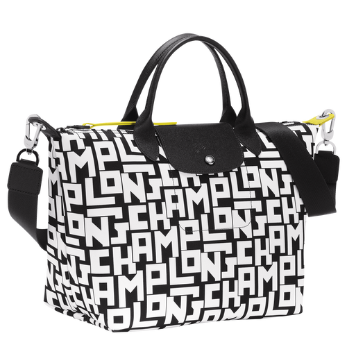 Le Pliage LGP L Handbag , Black/White - Canvas - View 3 of 4