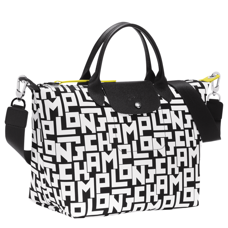 Le Pliage LGP L Handbag , Black/White - Canvas  - View 3 of  4