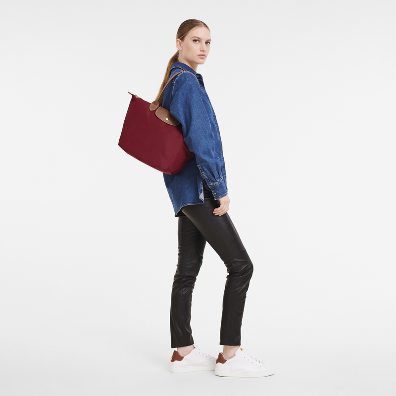 Sac cabas M Le Pliage Original , Toile recyclée - Rouge  - Vue 2 de 5
